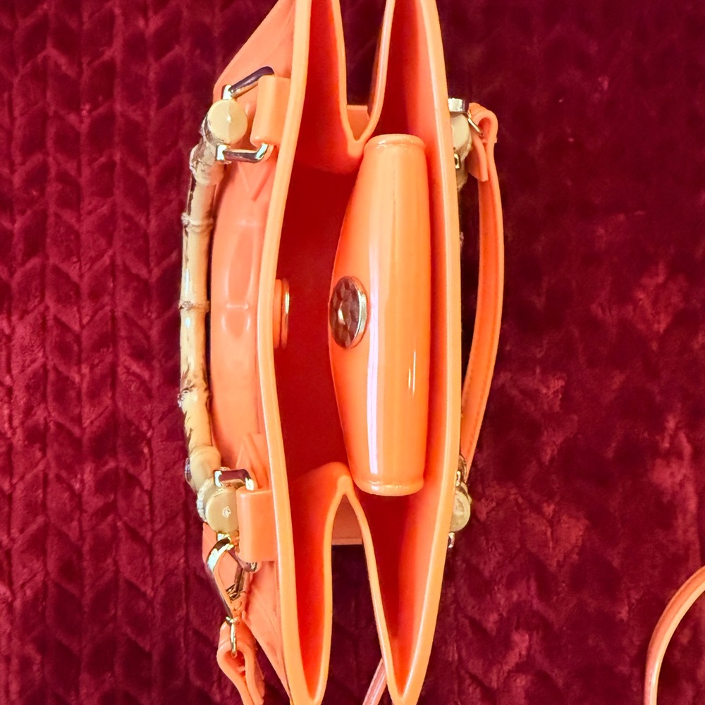 Orange Mini Handbag with Bamboo Handle - Picture 11 of 11